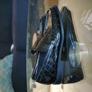 Steve madden faux croc black loafers